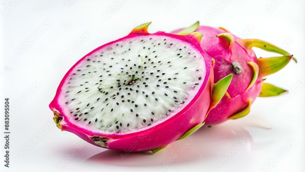 Sliced ​​fresh pitaya on white background
