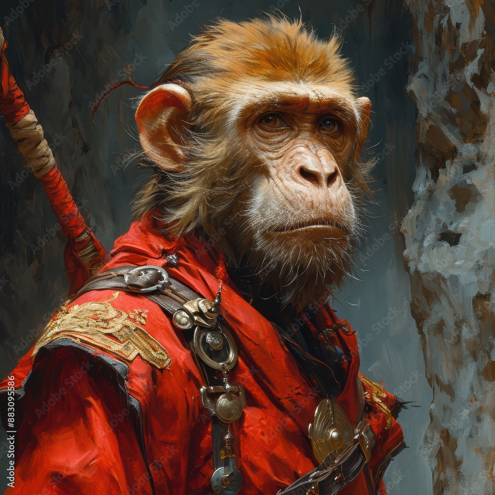 Obraz premium Monkey warrior, fantasy style.