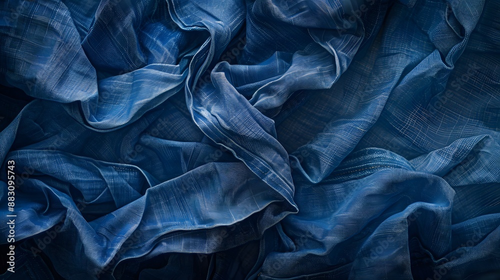 Pile of blue colored folded and crumple denim pants placed in light studio. Pile of blue colored folded and crumple denim pants placed in light studio.