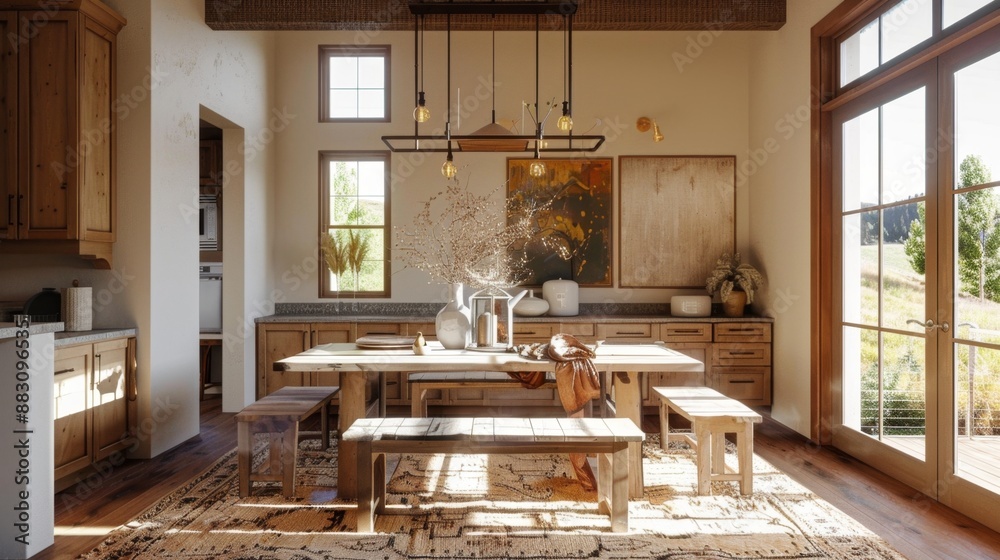 Rustic Farmhouse Kitchen Dining Room Interior Design. Rustic Farmhouse Kitchen Dining Room Interior Design.