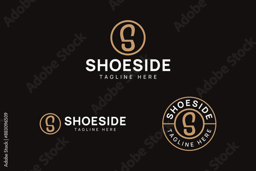 letter S with shoes shaped logo design template. simple modern sneaker with initial S logo concept. modern shoes footwear logo design for fashion, shop, retail business