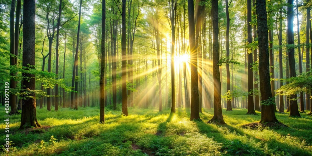 Beautiful and serene background of a forest with sunlight filtering through the trees , nature, tranquil, peaceful Beautiful and serene background of a forest with sunlight filtering through the trees , nature, tranquil, peaceful