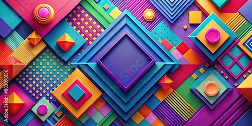 Fototapeta Naklejka Na Ścianę i Meble -  Abstract wallpaper featuring vibrant colors and unique geometric shapes, abstract, wallpaper, vibrant, colors, unique