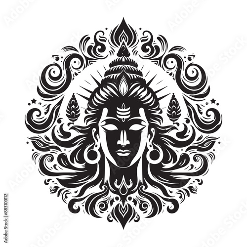 black silhouette mahadev head vector