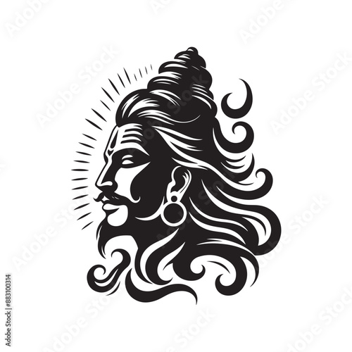 black silhouette mahadev head vector