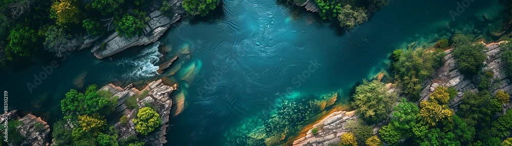 Obraz premium Aerial shot of a serene national park with diverse wildlife and natural landscapes, Realism, HighResolution, Photography, conservation and adventure