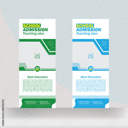 Education admission roll up banner design rack card template