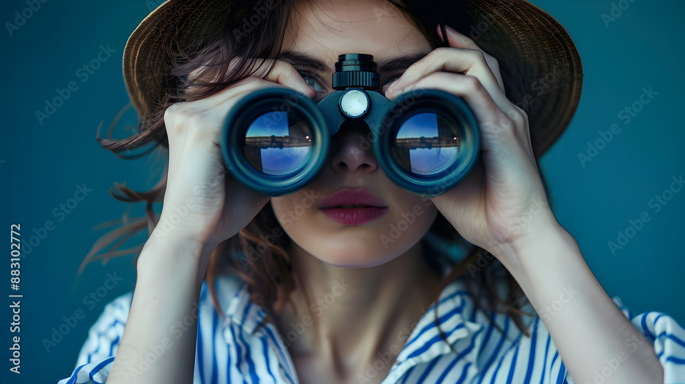 The woman with binoculars The woman with binoculars