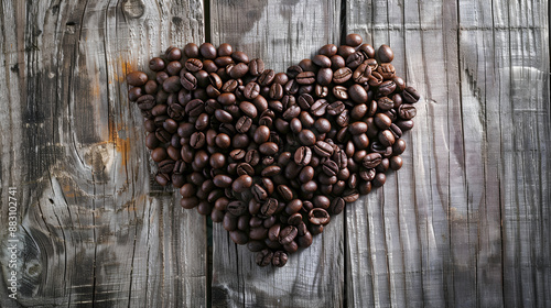 A heart shape made of coffee beans