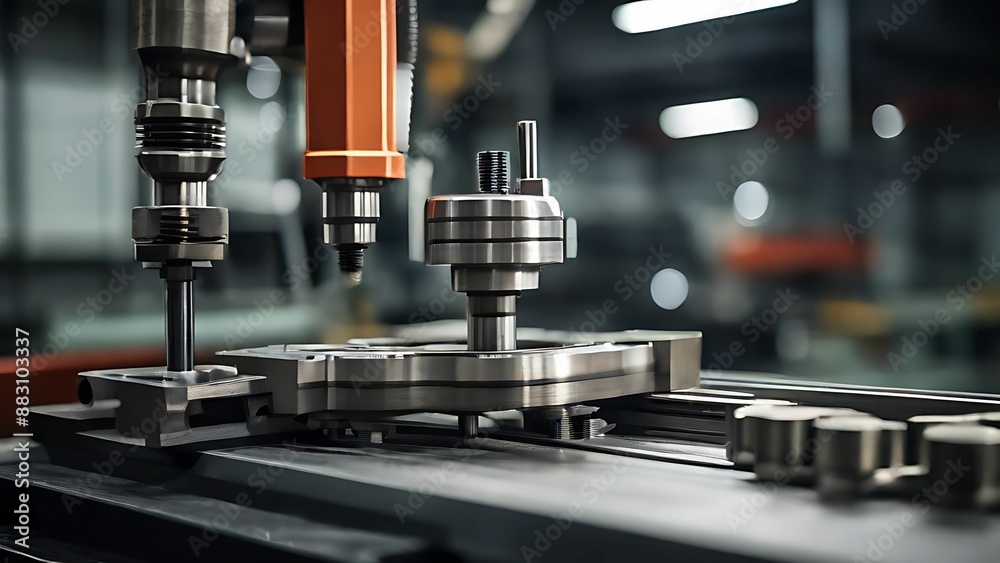 Industrial machine on blurred factory background Industrial machine on blurred factory background