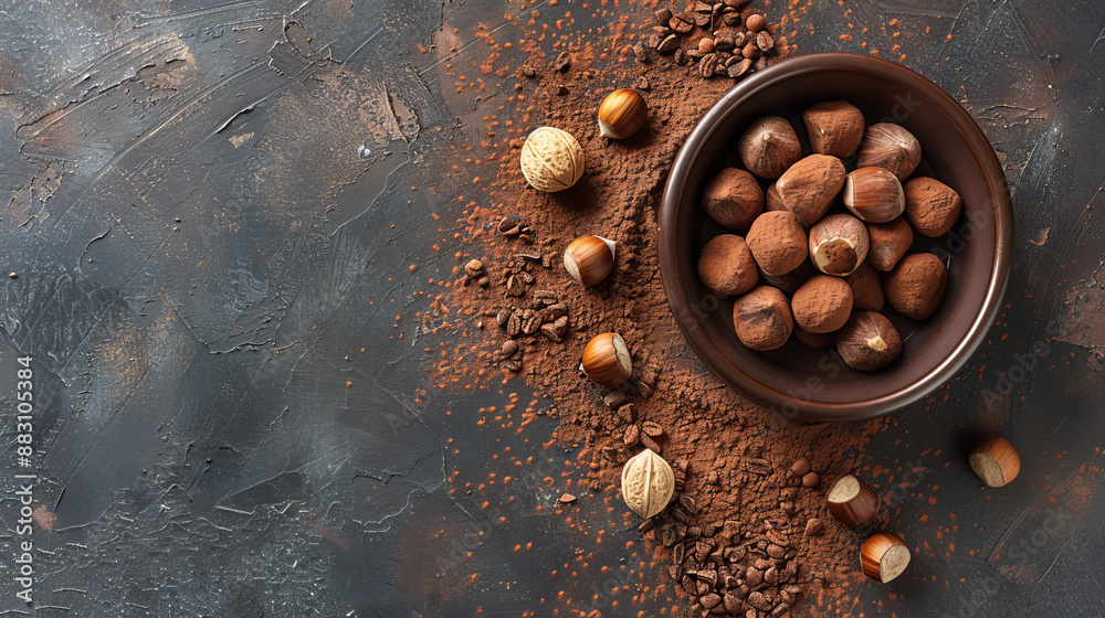 background that highlights the deliciousness of chocolate and hazelnuts, perfect for any food-related content