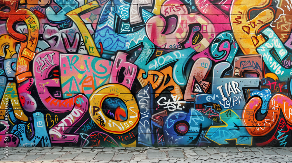 Graffiti alphabet mural on a large wall Graffiti alphabet mural on a large wall