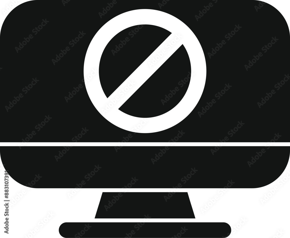 Simple black and white icon of a desktop computer monitor displaying a ...