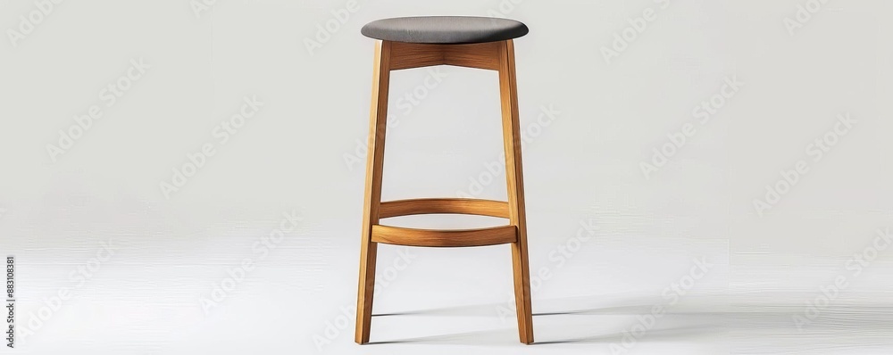 Clear view of a modern IKEA bar stool with a natural wood frame and Scandinavian design, white background, Realistic, Soft lighting Clear view of a modern IKEA bar stool with a natural wood frame and Scandinavian design, white background, Realistic, Soft lighting