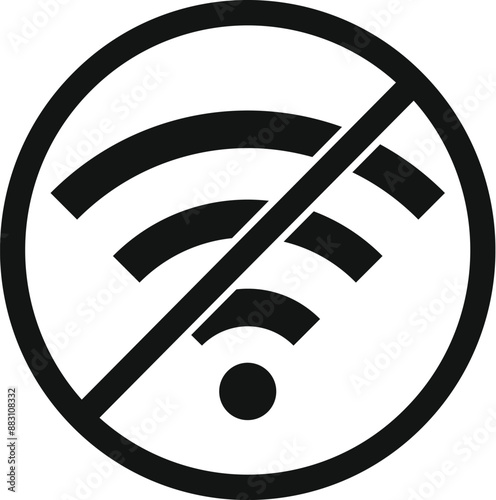 Black and white no wifi symbol representing a lack of internet connection