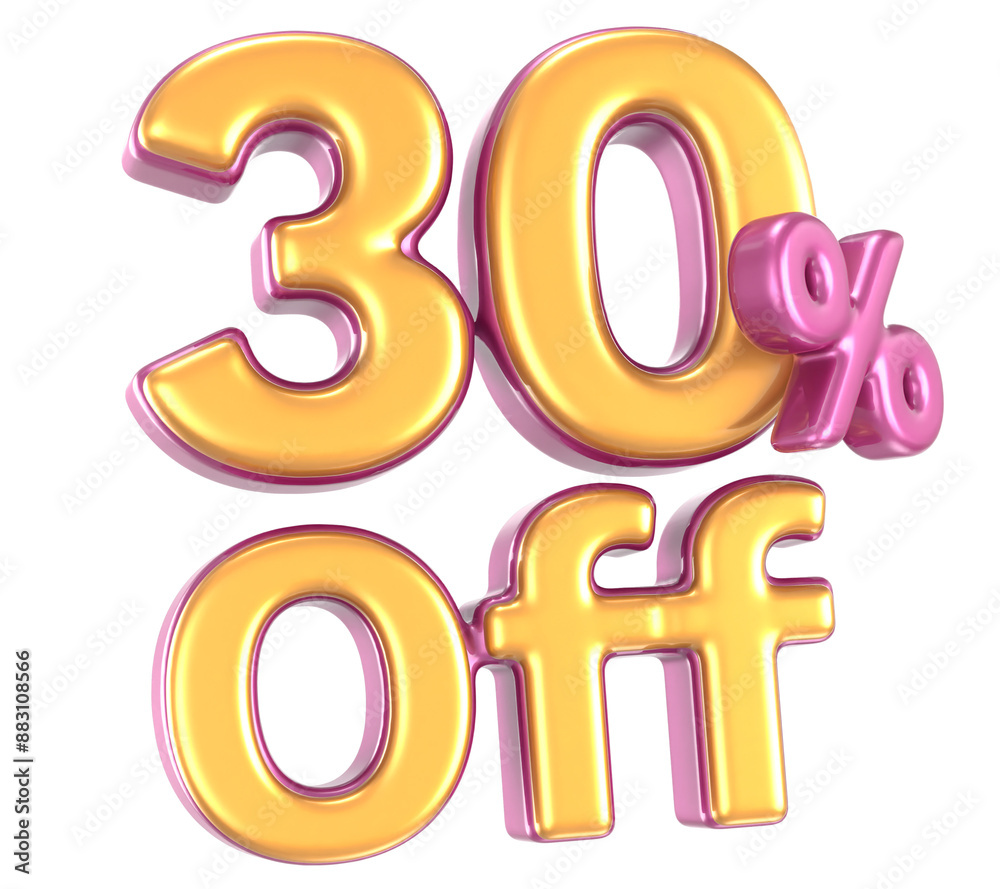 Number 30 Percent Off 3D Render Number 30 Percent Off 3D Render