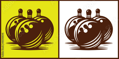 bowling ball icon set bowling ball symbol collection Vector illustration