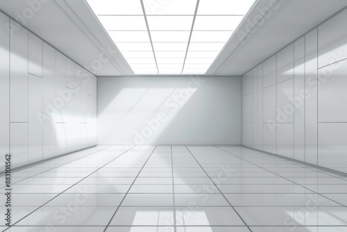 A white empty room in futuristic style.