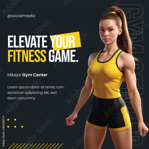 Gym & fitness flat vector post design 