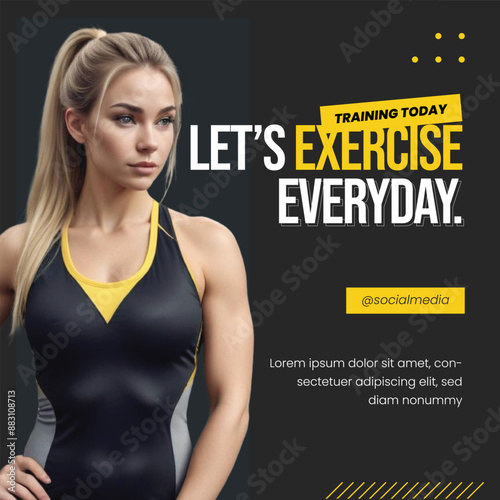 Gym & fitness flat vector post design 