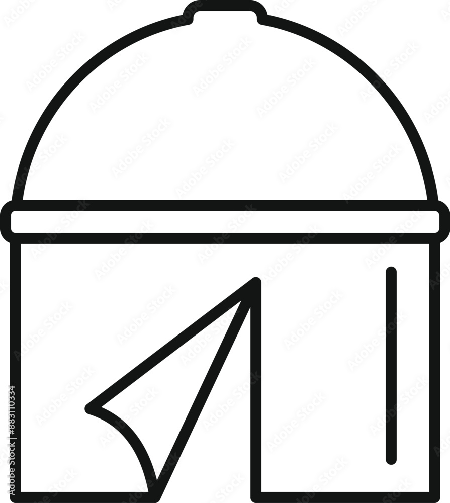 Line icon of a camping tent with opened entrance, for enjoying a holiday trip
