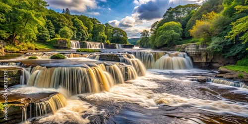 Aysgarth Falls in Yorkshire Dales National Park, Northern England with selective focus photo