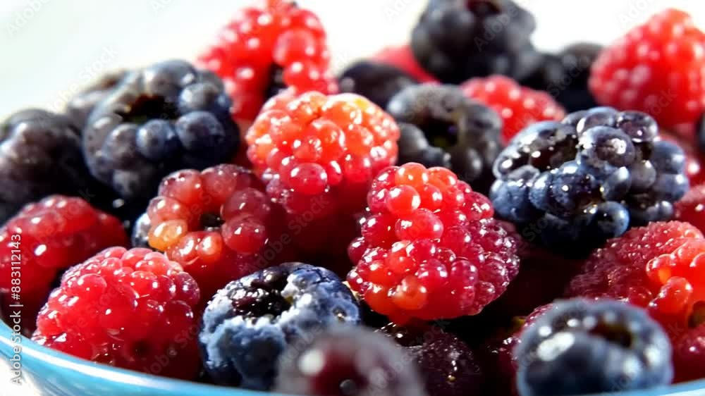 Fresh mixed berries in glass bowl on white background Fresh mixed berries in glass bowl on white background
