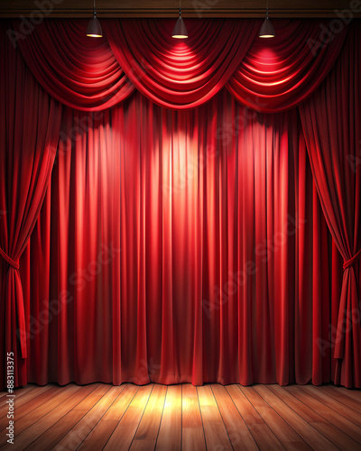 Wallpaper Mural Minimalist red curtain, softly lit stage generative ai Torontodigital.ca