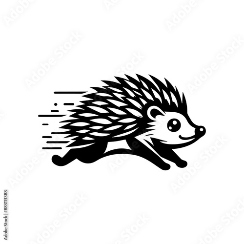 running hedgehog animal logo design