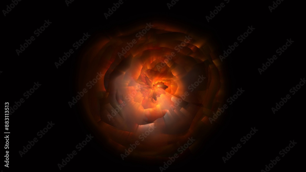 Fototapeta premium Abstract energy sphere of particles and waves of magical glow, flickering light and changing perspectives, Stylish 3D Abstract Animation Color Wavy Smooth Wall.