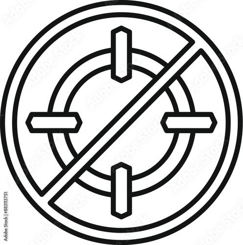 Simple icon is depicting a target with a diagonal line through it, symbolizing a ban or restriction on targeting