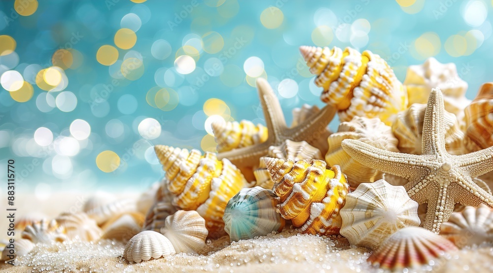shells and starfish on the beach shells and starfish on the beach