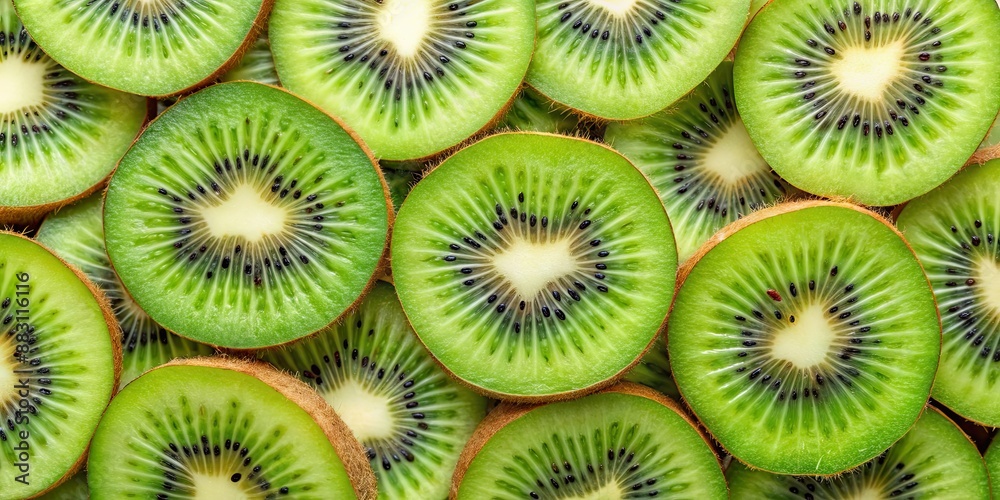 Close-up of fresh kiwi fruit slices in a cutout style, kiwi, fruit, slices, vibrant, green, healthy, tropical, exotic, juicy Close-up of fresh kiwi fruit slices in a cutout style, kiwi, fruit, slices, vibrant, green, healthy, tropical, exotic, juicy