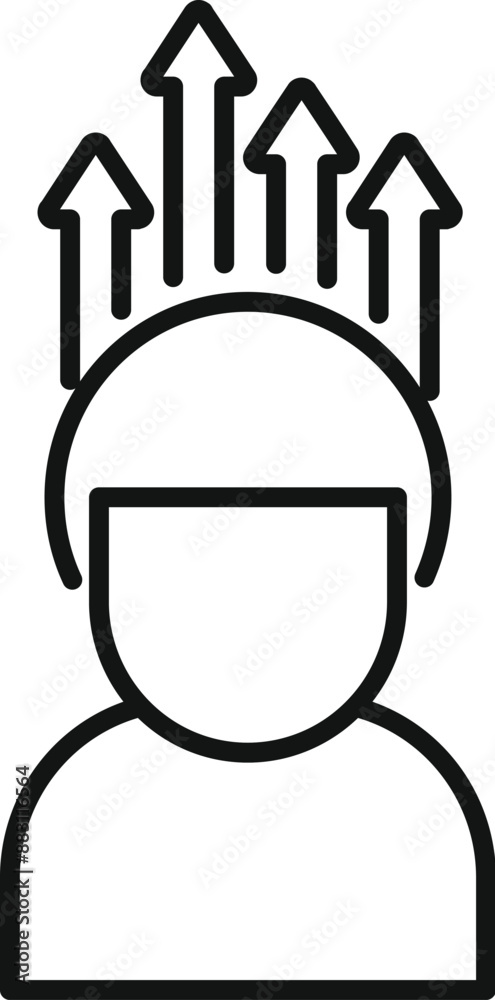 Businessman thinking about growth with five arrows pointing up Businessman thinking about growth with five arrows pointing up