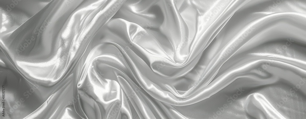 Smooth White Silk Fabric Draped and Crumpled Smooth White Silk Fabric Draped and Crumpled