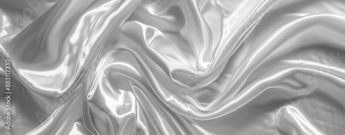 Smooth White Silk Fabric Draped and Crumpled