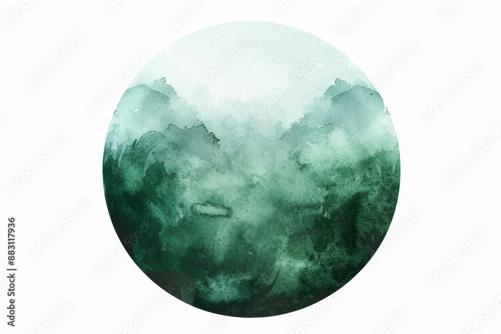 Obraz premium Dark green watercolor circle, Generative AI