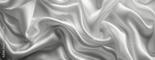 Smooth White Silk Fabric Draped and Crumpled