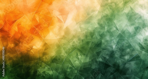 Abstract Orange And Green Geometric Pattern Background