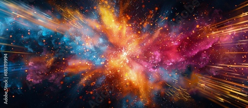 Abstract Space Explosion With Streaks of Red, Orange, and Blue Light