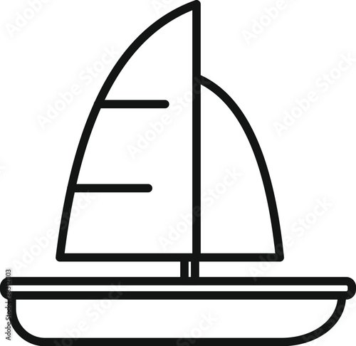 Simple line drawing of a small sailboat with one mast, sailing on the water