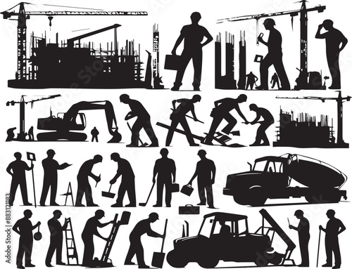 construction worker silouette vector
