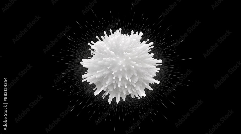 Naklejka premium Abstract 3D White Spiked Burst on Black Background