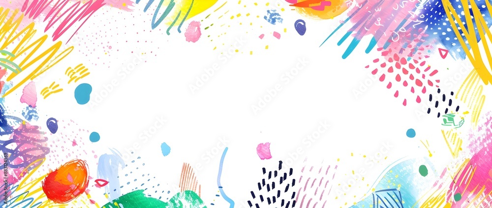 Whimsical Doodle Page Border Design with Blank Space for Mockup Message Background Whimsical Doodle Page Border Design with Blank Space for Mockup Message Background