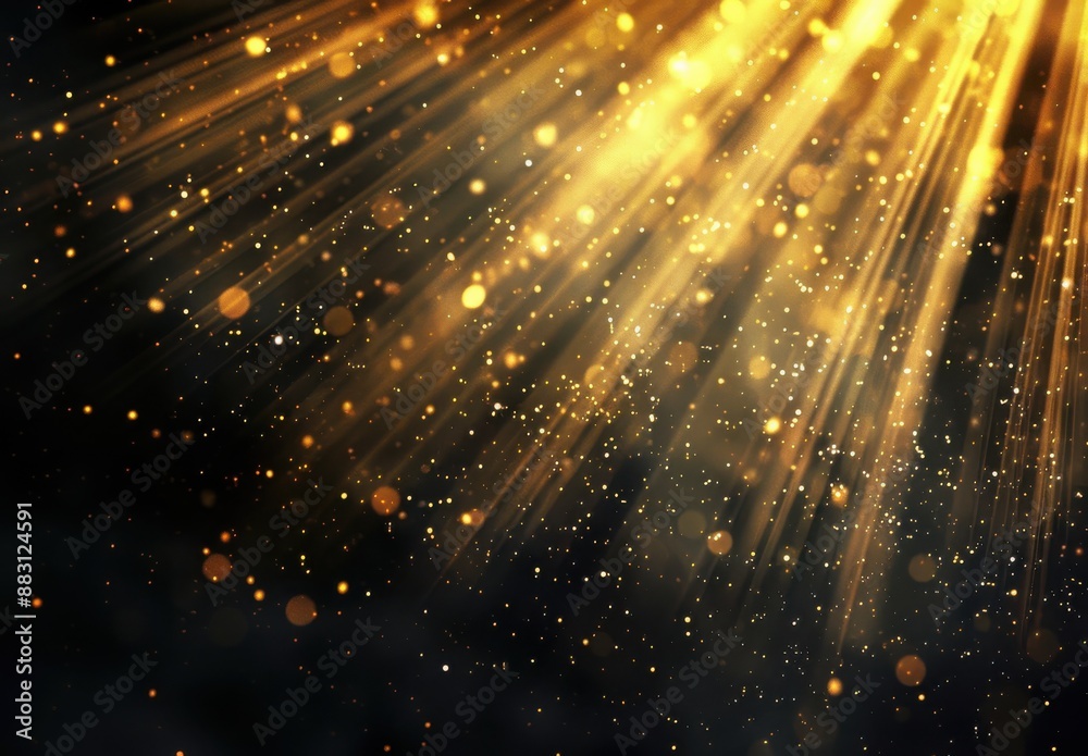 Obraz premium Abstract glowing light rays with a sun flare effect on a black background