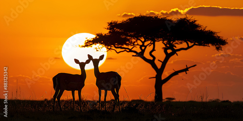 Safari savannah with antelopes
