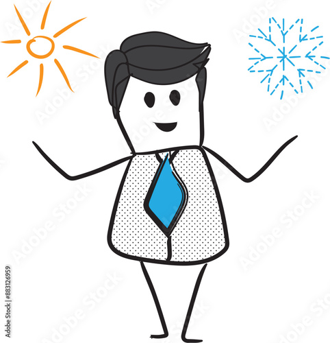 cold and hot weather with stickman
