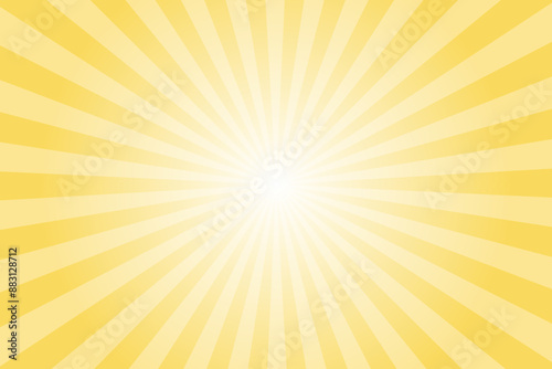 Yellow Background with White Sun Ray. Pattern of Starburst. Abstract Royal Yellow Texture with Light of Sunburst. Radial Beam of Sunlight. Retro Background with Flash. Design of Sunbeams.