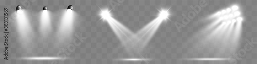 Realistic spotlights for lighting.Equipment for illumination.	
