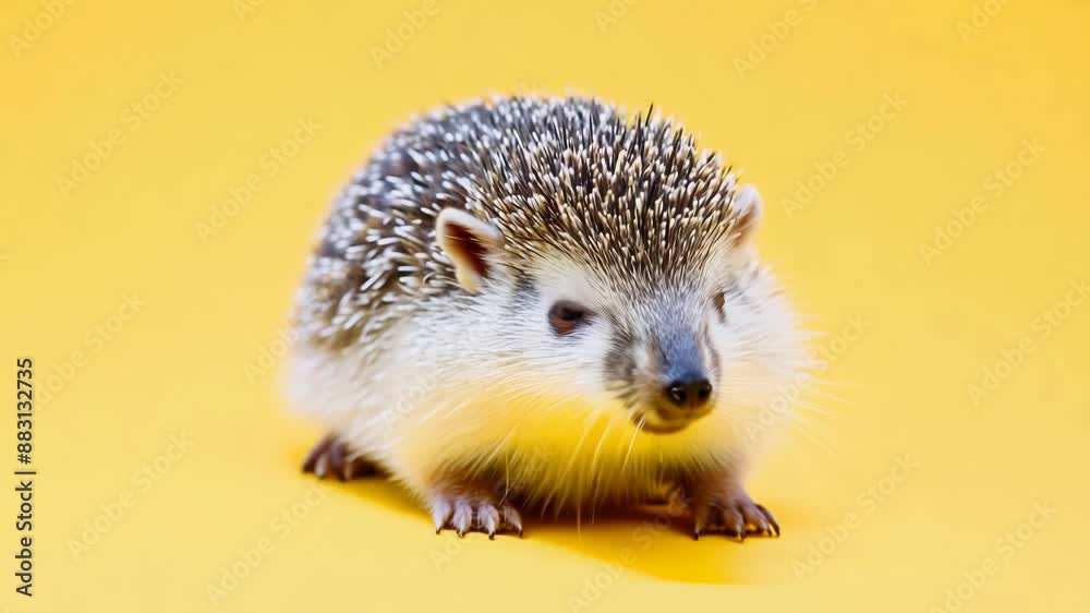 Cute Hedgehog on Yellow Background Cute Hedgehog on Yellow Background